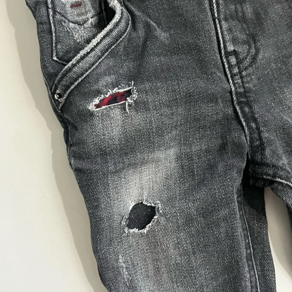 Oshkosh Genuine Kids • Distressed Black Skinny Plaid Patch Jeans - Picture 3 of 7